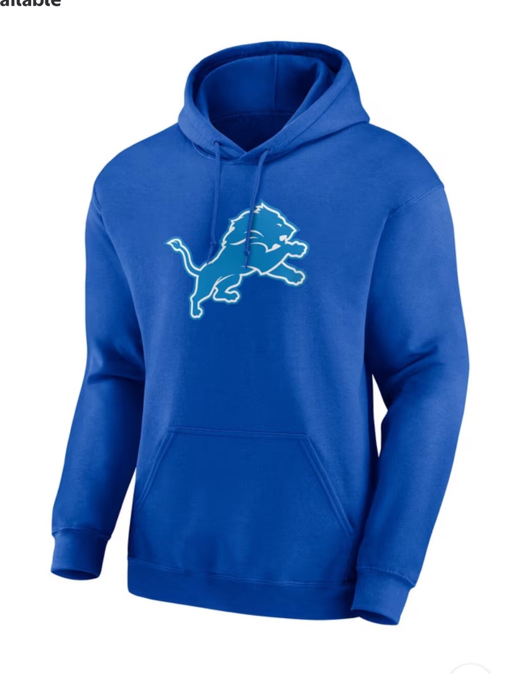 NFL Men's Royal Blue Crewneck Hoodie with Embroidered Lions Logo